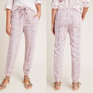 By Anthropologie Pink Orana Snakeskin Printed Elastic Waist Joggers
